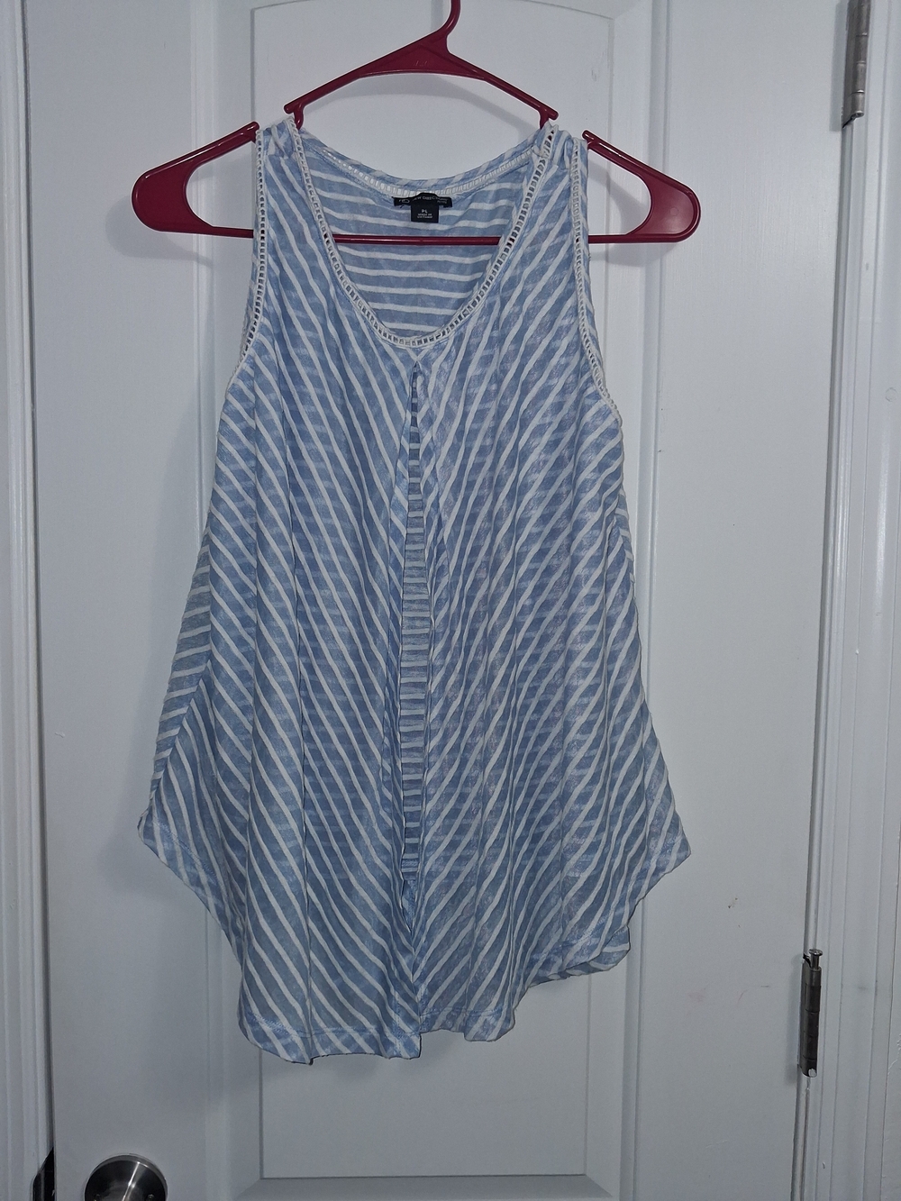 Light Blue Striped Sleeveless Tank Top by New Directions Size L